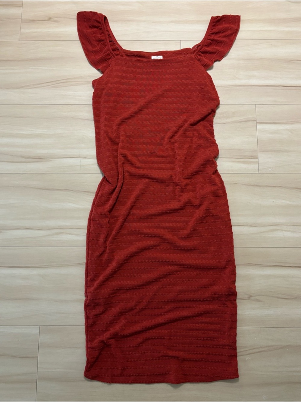 Mason & Belle Ren Fitted Midi Dress in Rust Orange - Women’s Large - NWOT